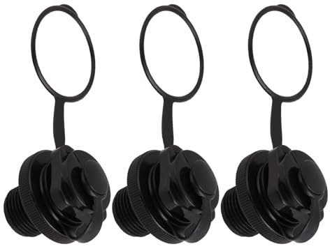 TOGEVAL Juego de 3 Tapones de Aire Espirales Antifugas para Válvula de Rosca Unidireccional Repuesto para Botes Inflables Kayaks y Colchones de Aire Color y Negro sin Base
