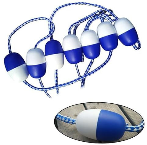 Helilyco Kit di galleggianti di sicurezza per piscina, corda in nylon da 5 m, con 11 sfere boa, design ad alta visibilità, per ganci in acciaio inossidabile, piscine e corsi d'acqua