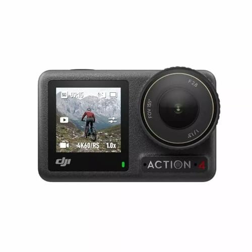 DJI Osmo Action 4 Standard Combo, Action Cam 4K/120fps con sensore da 1/1,3, 10-bit e D-Log M, batteria a lunga durata da 1770 mAh per vlog, viaggi, attività all'aperto