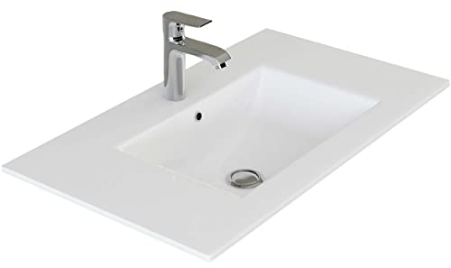 VILSTEIN® Keramik Waschbecken Eckig [70CM] - Aufsatz - & Einbauwaschbecken für Badezimmer & Gäste WC - Einbauwaschbecken Bad - Waschbecken Einsatz - Handwaschbecken für Waschtisch - Bathroom Sink