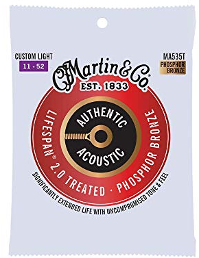 MARTIN Acustico NUOVA VERSIONE Custom Light (11-52) Bronzo fosforo, durata 2.0, Set singolo