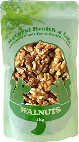 Natural Health 4 Life Light Walnut Halves 1kg Resealable Pouch, High in Protein and Fibre, Vegan and Gluten Free Nuts for Snacking, Baking and Cooking (1 Pouch)