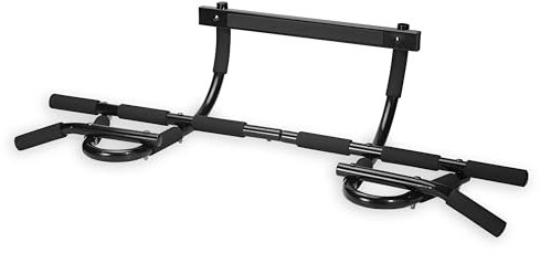 SPRI Pull Up Bar - 8-Grip Door Frame Mounting Pull-Up Bar for Versatile Workouts - Rugged Steel Frame with Foam Handles - Supports 300 Pounds - Fits Door Frames Up to 32 in. Wide – Black)