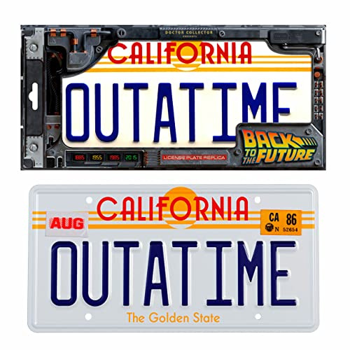 Doctor Collector Zurück in die Zukunft, Back to The Future: Offizielle Replik des Delorean-Nummernschilds Outatime, Sammleredition aus Metall mit geprägten Details, 30 x 15 cm