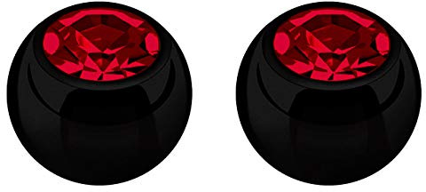 2X Piercing Schmuck Verschluss Kugel schwarz mit gefaßtem Zirkonia