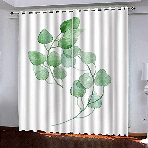 2Er-Set Verdunkelungs Vorhang Pflanze 3D Gardine Blickdichte mit Ösen, Printing Shading Vorhänge für Schlafzimmer，100% Polyester Mikrofaser, Gesamtgröße: 280x175CM