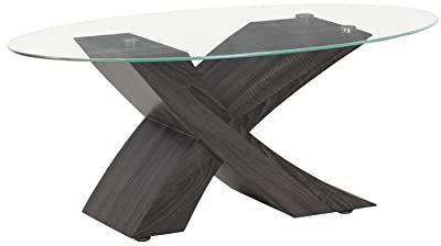 Totò Piccinni Tavolino da Salotto FOX piano in vetro temperato design Moderno (Wengè Ovale)