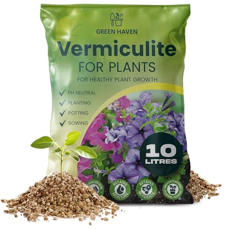 GREEN HAVEN 10L/1Kg Vermiculite for Plants – Natural Vermiculite Helps Retain Water & Nutrients, Ideal for Indoor & Outdoor Use, Promotes Healthy Growth and Soil Aeration