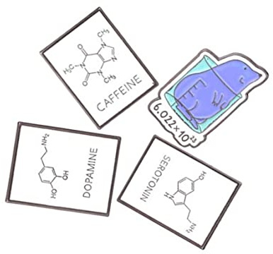 Struttura molecolare Dopamina Smalto Pin Celluina Beaker Spille in Metallo Distintivi per Amante della Scienza Fisica Regalo Partito A Tema