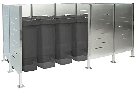 Mülltonnen-Zaun HWC-J55, Mülltonnenverkleidung Mülltonnenaufbewahrung, 151x326x166 Metall - Edelstahl