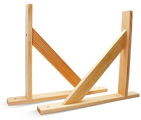 DOJA Barcelona | Holzkonsole | Mit Stütze | 2er Pack | Holz-Regalhalterung 280x230 | Arbeitsplatten- und Regalhalter | Regalwinkel für Wand, Möbel, Fensterregal
