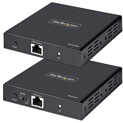 StarTech.com 4K HDMI Extender Over CAT5/CAT6 Cable, 4K 60Hz HDR Video Extender Up to 230ft (70m), HDMI Over Ethernet Cabling, S/PDIF Audio Out, HDMI Transmitter and Receiver Kit (4K70IC-EXTEND-HDMI)