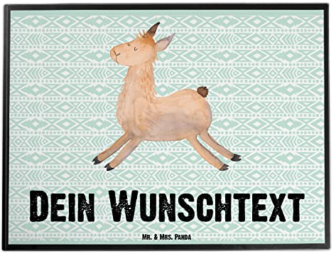 Mr. & Mrs. Panda Personalisierte Schreibtischunterlage Lama Springen - Geschenke, Start, Freundin, Neustart, Selbst Gestalten, Schreibunterlage mit Namen, Namensaufdruck, Guten Morgen, Prüfung, Glück