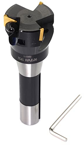 OSCARBIDE 2x6 Indexable End Mill, R8 Shank,2 Cutting Diameter, 6 Overall Length, 90° Angle, 3 Flutes, 3pcs TPCN32PDTR (TPG322) Carbide Inserts for Milling Steel, Stainless, Cast Iron & Aluminum