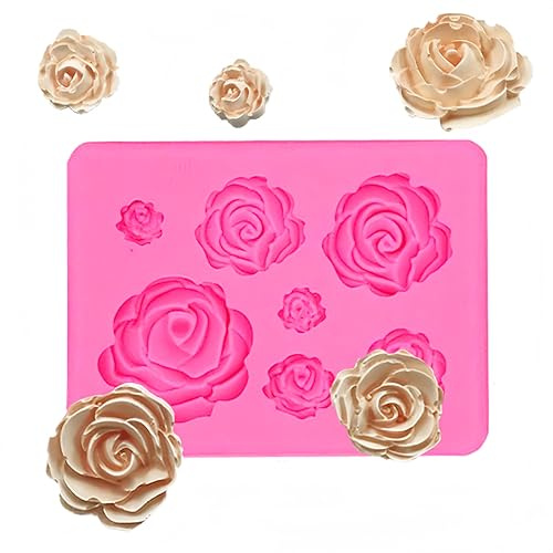 Silicone Rose Moulds 7 Cavity 3D Pink Flower Chocolate Resin Moulds | Easy Demold |Flexible Reusable Fondant & Chocolate Mould – Ideal for Resin, Clay, Wax, Soap, Polymer Clay & Crafting