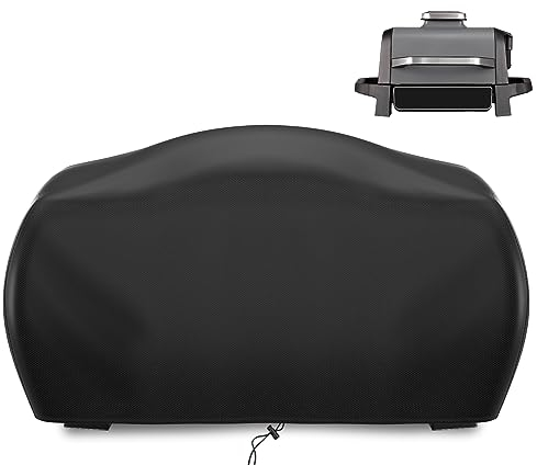 Grillabdeckung passend für Ninja Woodfire Grill [OG701EU]mit Gummiband und 2 verstellbaren Kordeln, 420D Oxford wasserdicht staubdicht, 24''×19''×13''
