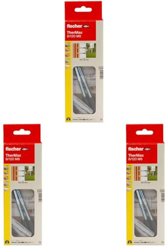 fischer Abstandsmontagesystem TherMax 8/120 M6 (2) für Dämmstoffe, Dämmstoffdübel zur Befestigung leichter Lasten in Wärmedämmverbundsystemen, mit Anti-Kälte-Konus (Packung mit 3)