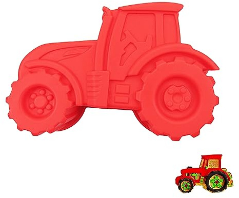 thirei Traktor Backform, Traktor Silikon, Backformen, DIY Auto Kuchenform, Kann für Kuchen, Brote, Desserts Verwendet Werden, Rot