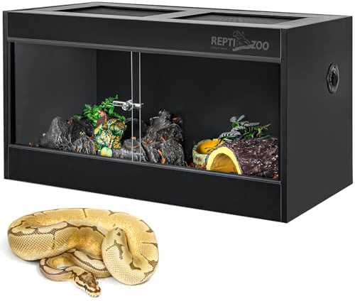 REPTI ZOO 50 Gallon PVC Reptile Enclosure, 36x18x18 inch Reptile Tank for Ball Python Bearded Dragon Snake Gecko, Reptile Terrarium Lounge Habitat with Glass Sliding Door & Top Screen Ventilation