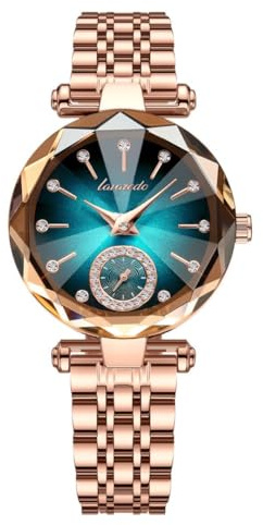 aswan watch Damen Analog Quarz Armbanduhr mit Edelstahlarmband, 2 Zeiger, 32 mm Gehäusegröße,Geschliffenes Uhrenglas