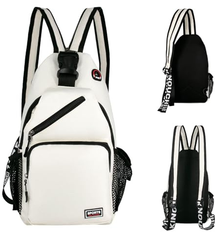 Lång hållare lätt ryggsäck för ryggsäck, unisex crossbody ryggsäck bröstväska liten ryggsäck sport vandring gym dubbel användning resa axelväska för kvinnor män tonåring, Vit - Storlek #1,