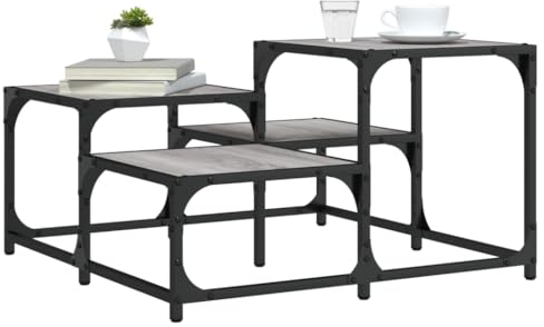 Homgoday Couchtisch höhenverstellbarer Kaffeetisch Wohnzimmertisch Beistelltisch Sofatisch Teetisch mit Verstellbare Beine für Wohnzimmer Grau Sonoma 68x68x40 cm Holzwerkstoff