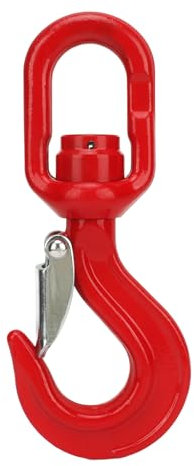 3,15 Tonnen Drehbarer Kranhaken, Lasthaken aus legiertem Stahl, Universeller Robuster Rigging-Haken Mit Riegel, Drehbarer Ösenhaken aus Legiertem Stahl Mit Bär Für Industrie, Schiff, Bauwesen (Rot)