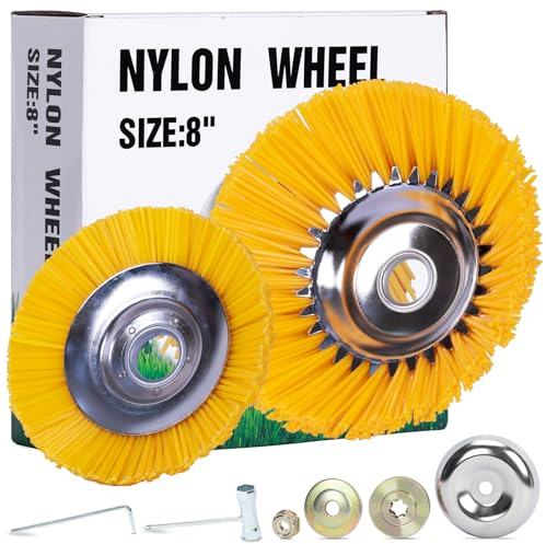 Skymico Lot de 2 brosses coniques de désherbage - Ouverture de 25,4 mm - Poils en nylon - Brosse en nylon - Brosse douce pour débroussailleuse - Débroussailleuse contre les mauvaises herbes, la mousse