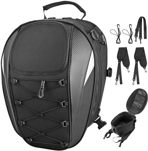 EYPINS Waterproof Motorcycle Backpack with Helmet Carrier & Waterproof Bag - 24-36L Expandable