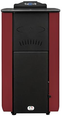 STUFE A PELLET ITALIA Asia - Estufa de pellets hidro para sistema de calefacción, eficiencia 92%, calienta 180 m², autonomía 22 h, programable, 5 potencias, color rojo