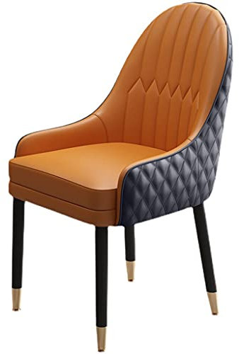 RAPGACBQ Esszimmerstühle, Moderne Akzent-Sessel, Mikrofaser-Leder, weich gepolsterter Sitz, Holzbeine, Küchenstuhl, Wohnzimmerstühle/Orange, Gelb+Schwarz