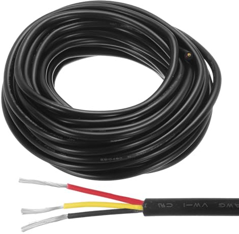 sourcing map Red Black Yellow Wire 3pin Extension Cable Cord Electrical Wire 20 AWG Parallel Wire Oxygen-Free Copper 26Ft Length for LED Strip Light