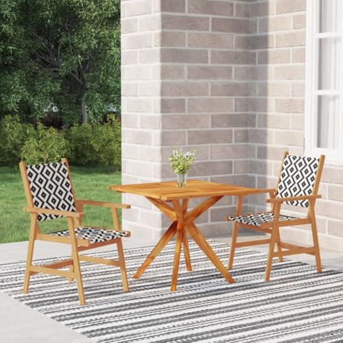NQJIBUE Gartenmöbel-Set, 3-teilig, Massivholz, Akazie, Gartenmöbel-Sets