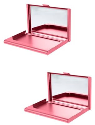 ROMISBABA 2stücke Business Card Holder Mit Spiegel Stylischer Tragbarer Visitenkartenetui Für Frauen Praktische Kartenorganisation Für Büro Schule Und Reisen