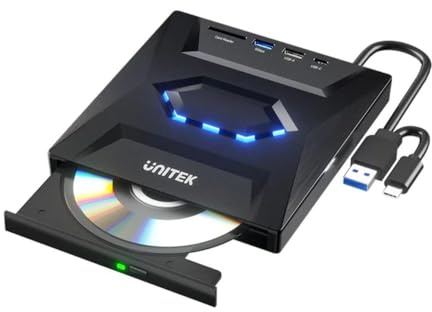 UNITEK Lecteur/Graveur CD et DVD avec hub intégré - USB-A/USB-C
