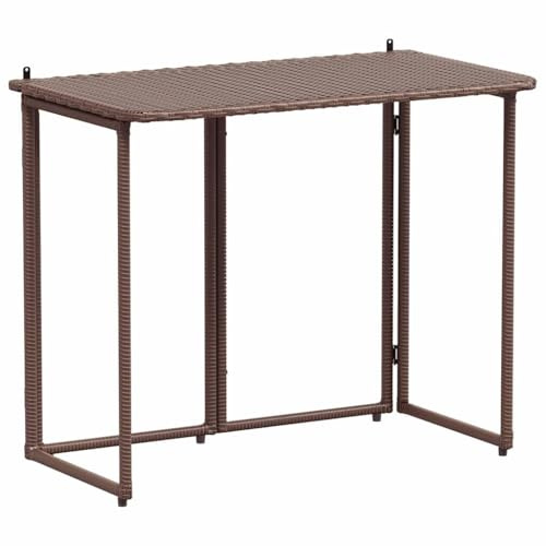 vidaXL Gartentisch Klappbar Braun 90x51x75 cm Poly Rattan