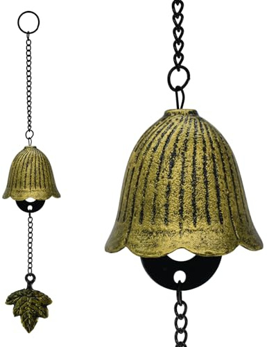 MrMrKura Japanisches Blatt-Windspiel, kleine Windglocke, Anhänger zum Aufhängen im Freien, Gusseisen, Windspiel, Ornament für Segen, Garten, Hinterhof, Heimdekoration (Bronze)