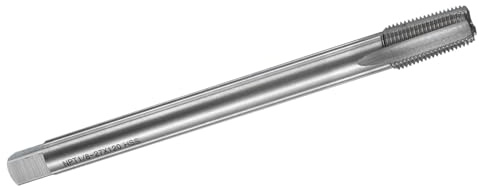 sourcing map Gewindebohrer mit gerader Nut, NPT 1/8-27 Gewindebohrwerkzeug, Gewindefräsmaschine, 6542 Hochgeschwindigkeitsstahl (HSS), 120 mm lang