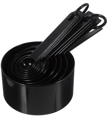 Cabilock Cucharas y Tazas Medidoras Para Cocina y Hornear Con Escala Diseño Ergonómico y Manejo Cómodo Medidor De Ingredientes Negro