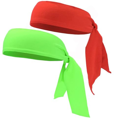 NiceYnn 2 x Stirnband, Uni, elastisches Bandana, verstellbares Sport-Band, Schweißband, rutschfest, Yoga, Ninja, Karate, Haarband, Kopfband, Schal, Wickelarmband für Laufen, Fitness, Workout
