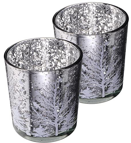 Garneck 2pezzi Portacandela in Vetro Tema Albero Di Natale Pack Da Decorazione Da Tavolo Per Feste Natalizie