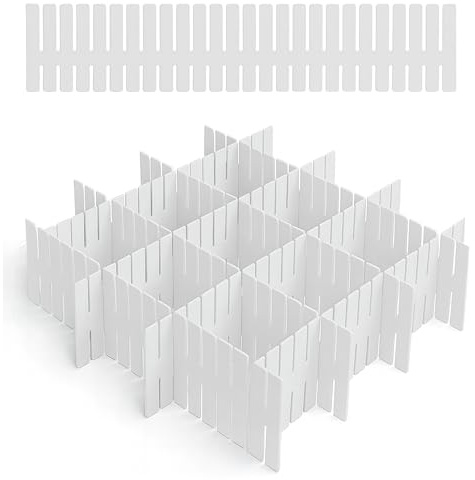 Generico Divisori per Cassetti 12 Pezzi in ABS – Organizer Cassetti Modulari Regolabili, Separatore per Cucina, Armadio, Make Up e Ufficio, Sistema Salvaspazio Antiscivolo Personalizzabile