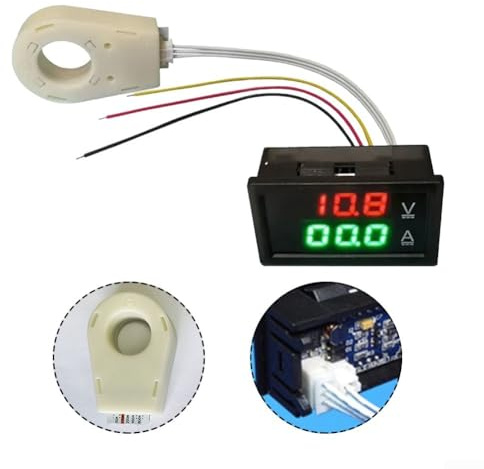 Amperímetro de voltímetro Hall con pantalla dual para DC 0 300V 50A, 100A, 200A, 400A lecturas claras desde una distancia (200A)