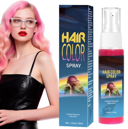 Temporary Hair Color Spray - Pink Hair Spray - Instant Styling One Time Coloured hair spray -Washable Temporary Hair Dye, Fast Dyeing Pink hair s pray Wash Out Kids, Men and Women