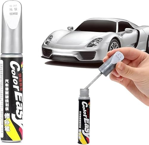 Stylo Retouche Peinture Carrosserie, Stylo Retouche Voiture, Stylos Réparation des Rayures Auto De Peinture, Stylos Anti Rayure Voiture, Anti Rayure pour Carrosserie Moto Auto Vélo, Argent, 1 Pièce