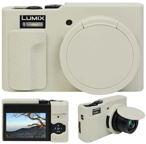 Supmay Silicone Camera Case for Panasonic LUMIX DC-TZ99E-K Compact Travel Zoom Camera, Soft Silicone Protective Case Removable Lens Cover, Video Vlogging Camera Cover, White