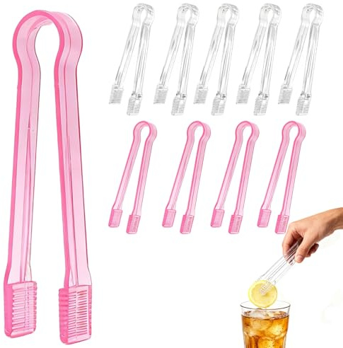 REROON Lot de 10 pinces de service en plastique pour buffet | 16,3 cm pour fête, Noël, Thanksgiving, anniversaire | Mini pinces de cuisine pour salade glacée, barbecue, apéritifs et gâteaux |