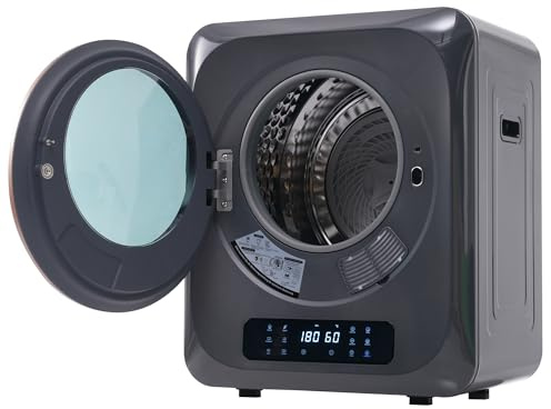 ECLIVON Secadora de Evacuación 4 kg con Pantalla LED, 6 Programas, Carga Frontal Secadora de Ropa 850 W, Montable en la Pared Secadora de Ropa con Tambor Inox, para Piso, Casa, 58x48x40 cm, Negro