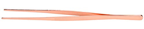 Pinzetta da in acciaio inossidabile Clip per alimenti con punta seghettata Manico ergonomico per cucinare Cottura alla griglia Acciaio inossidabile 304 Argento Oro rosa Oro 30 cm (Oro rosa)