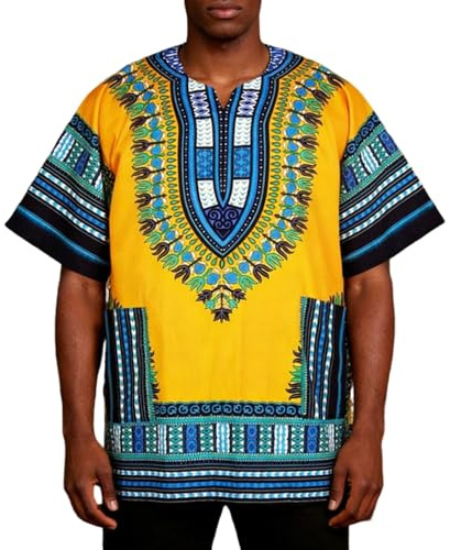RUMAOZIA Abbigliamento africano da uomo africano Dashiki camicia di cotone tribale festival boho hippie caftano uomo stile africano camicia a maniche corte tradizionale camicia estiva casual